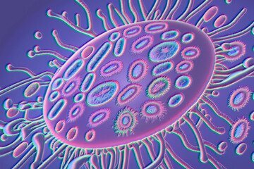 Beautiful microworld, microbes of different shapes, illustration