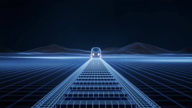 Digital high speed railway bullet train, 3d rendering.