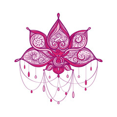 Decorative lotus flower, yoga and ayurveda symbol. Vector illustration.