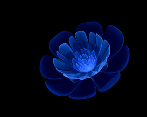 Blue abstract textured 3D flower