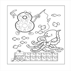 number coloring page 0,1,2,3,4,5,6,7,8,9,10 vector illustration.
