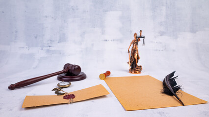 Notary's public pen and stamp on testament and last will. Notary public tools