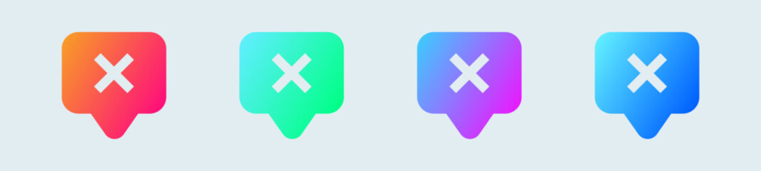 Block chat solid icon in gradient colors. Message signs vector illustration.