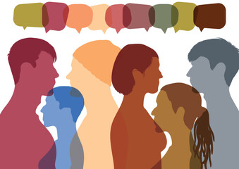Equal rights for all races and protests. Communication concept. Vector Illustration. People from diverse backgrounds communicating and sharing ideas and information on social networks.