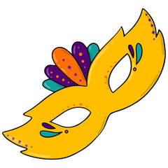 Mardi Gras, festival and carnaval PNG element of masquerade mask for prints, stickers, cards, signs, posters, labels, icons, scrapbooking, etc. 