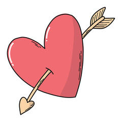Hand drawn isolated Valentine's day PNG element for posters, prints, cards, stickers, clip art, icons, scrapbooking, etc. 