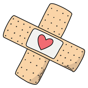 recommend clip art: Hand drawn isolated Valentine's day PNG element of bandage with heart for posters, prints, cards, stickers, clip art, icons, scrapbooking, etc. 