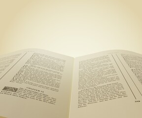 Naklejka premium Open bible with the light as God's ray Part of exodus the second book of Moses 3d rendering