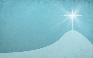 Cross on the mountain with sun light, belief, faith and spirituality, resurrection of Jesus Christ...