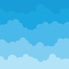 Clouds on blue sky background. Vector illustration in flat style. EPS 10.