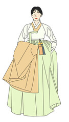 woman in traditional hanbok illustration