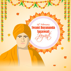 Vector illustration concept of Maharshi Dayananda Saraswati Jayanti 15 February