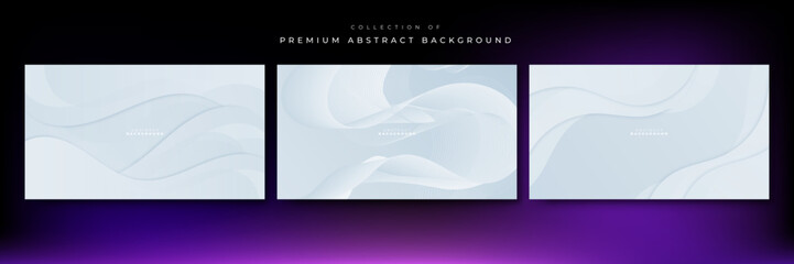 Set of white and light blue abstract background