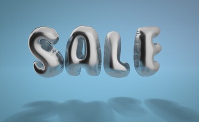 Foil balloon floating sale letters trendy 3d illustration 