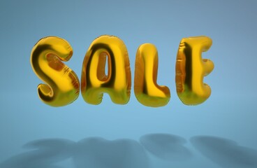 Foil balloon floating sale letters trendy 3d illustration 