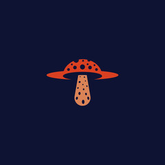 Mushroom combination with an unidentified flying saucer. Logo design.