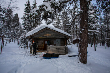 Ski expedition in Pallas Yllastunturi National Park , Lapland, Finland