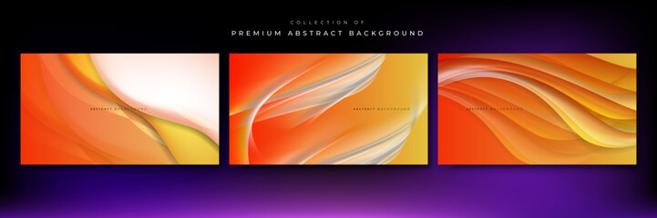 Naklejka premium 3d modern wave curve abstract presentation background. Luxury paper cut background. Abstract decoration, orange pattern, halftone gradients, 3d Vector illustration. Orange background
