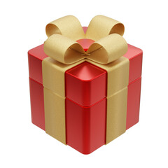3D Gift Box in Red and Gold