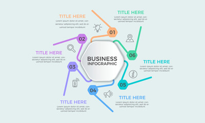 Simple infographic Presentation design template, Concept of 6 steps vector of business development infographic design