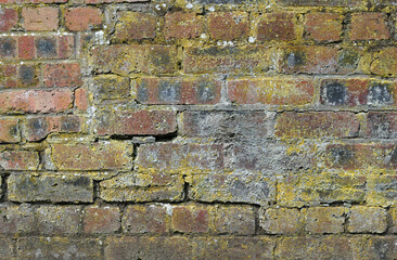 Worn and Weathered Brick Wall in Close Up 