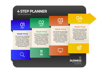 4 step business Infographic template , process options steps , colorful vector infographic stock vector illustration