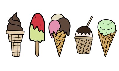Ice cream collection illustration, different types of ice cream illustration