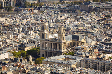 Beautiful architecture of Paris city with Basilique Sainte-Clotilde, France