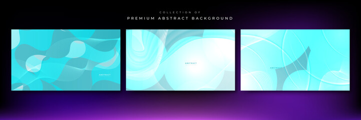 Set of white and turquoise background. Colorful geometric background. Liquid color background design. Fluid shapes composition. Vector illustration