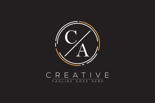 letter ca elegant and luxury Initial with circle frame minimal monogram logo design vector template