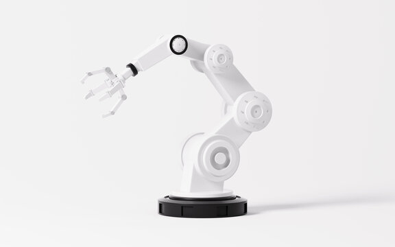 Mechanical arm in the white background, 3d rendering.