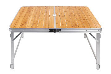 Aluminum folding table for camping, the table is unfolded, isolate