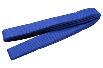 blue belt for sports kimono judo or karate, the belt is folded, isolate