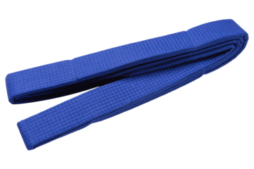 blue belt for sports kimono judo or karate, the belt is folded, isolate