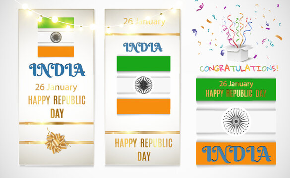 26 Indian Republic Day celebration.Indian postcard template.