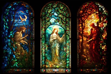 4K resolution or higher, luminous stained glass window . Generative AI Technology