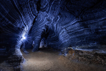The room in Blue cave, amazing unseen adventure at Tak province, Thailand.