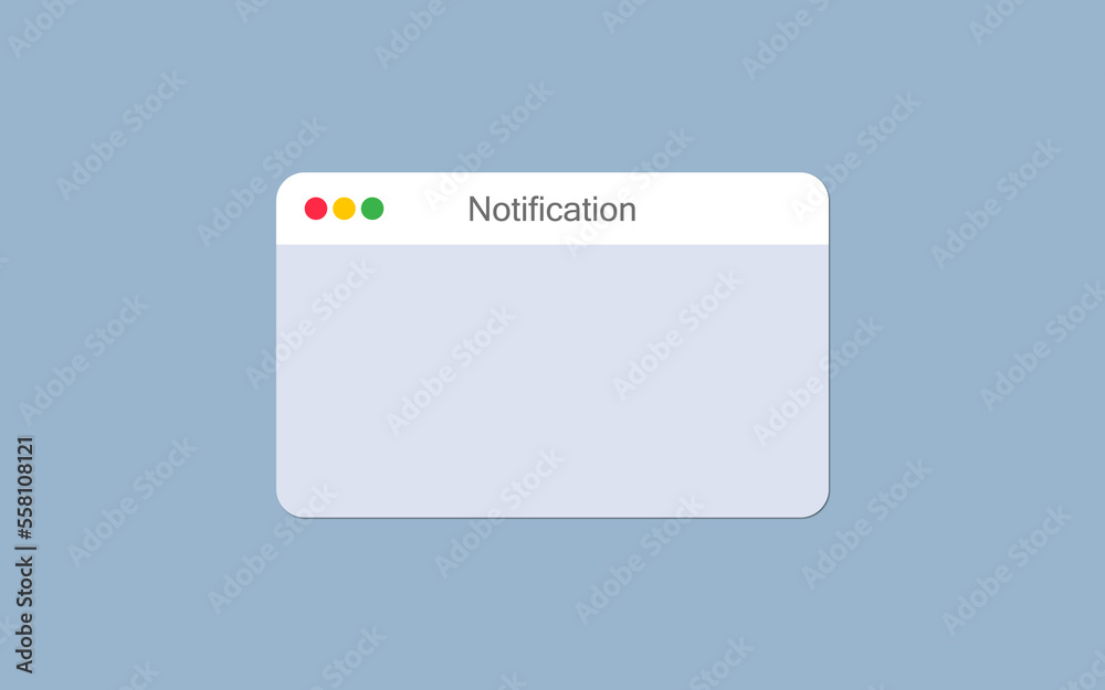 Wall mural notification pop up window empty. pop-up window. notification alert.