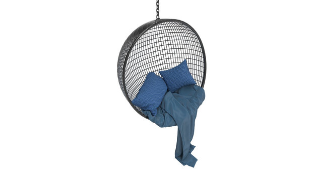 hanging swing chair top view without shadow 3d render