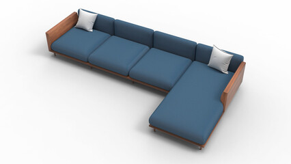 chaise sofa top view with shadow 3d render