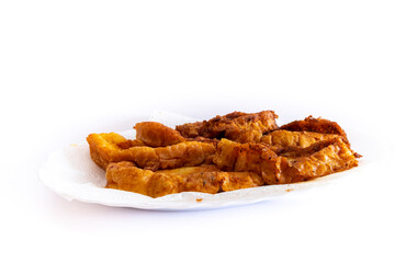 Fried French toast (Torrijas). Typical Spanish Easter sweet. Vertical photography and selective focus