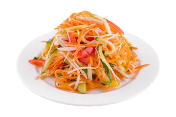 salad of carrots, cucumbers and peppers on plate