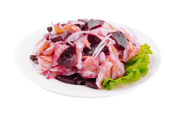 salad of sauerkraut, beets and onions