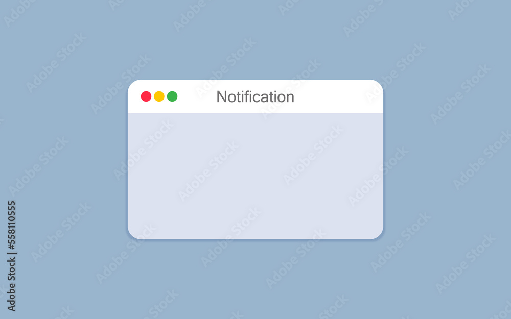 Wall mural notification message pop up window blank. notification window sign.
