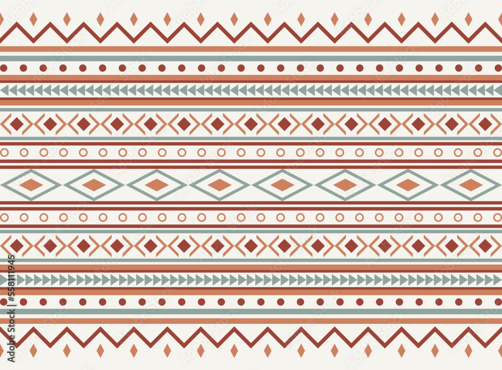 Wall mural Geometric ethnic oriental pattern background. Pattern design in boho style. Design for texture, wrapping, clothing, batik, fabric, wallpaper and background. Pattern embroidery design.