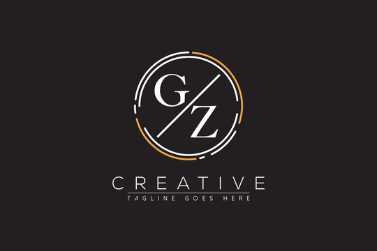 letter gz elegant and luxury Initial with circle frame minimal monogram logo design vector template