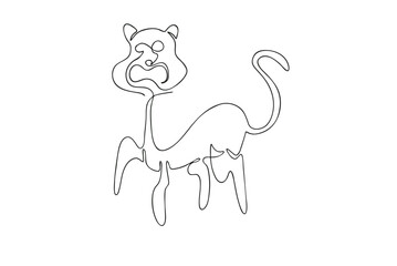 Abstract oneline continuous  drawing cat.