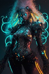 Obraz na płótnie Canvas Cyber Goddess Science and Technology