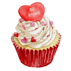 Watercolor cupcake Transparent background Png Valentines day 