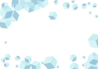 Monochrome Cube Background White Vector. Cubic Blank Design. Blue Box Chaos Illustration. Collection Texture. Sky Blue Clean Square.